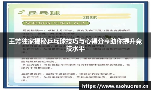 王芳独家揭秘乒乓球技巧与心得分享助你提升竞技水平